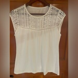 White lace cap sleeve t shirt